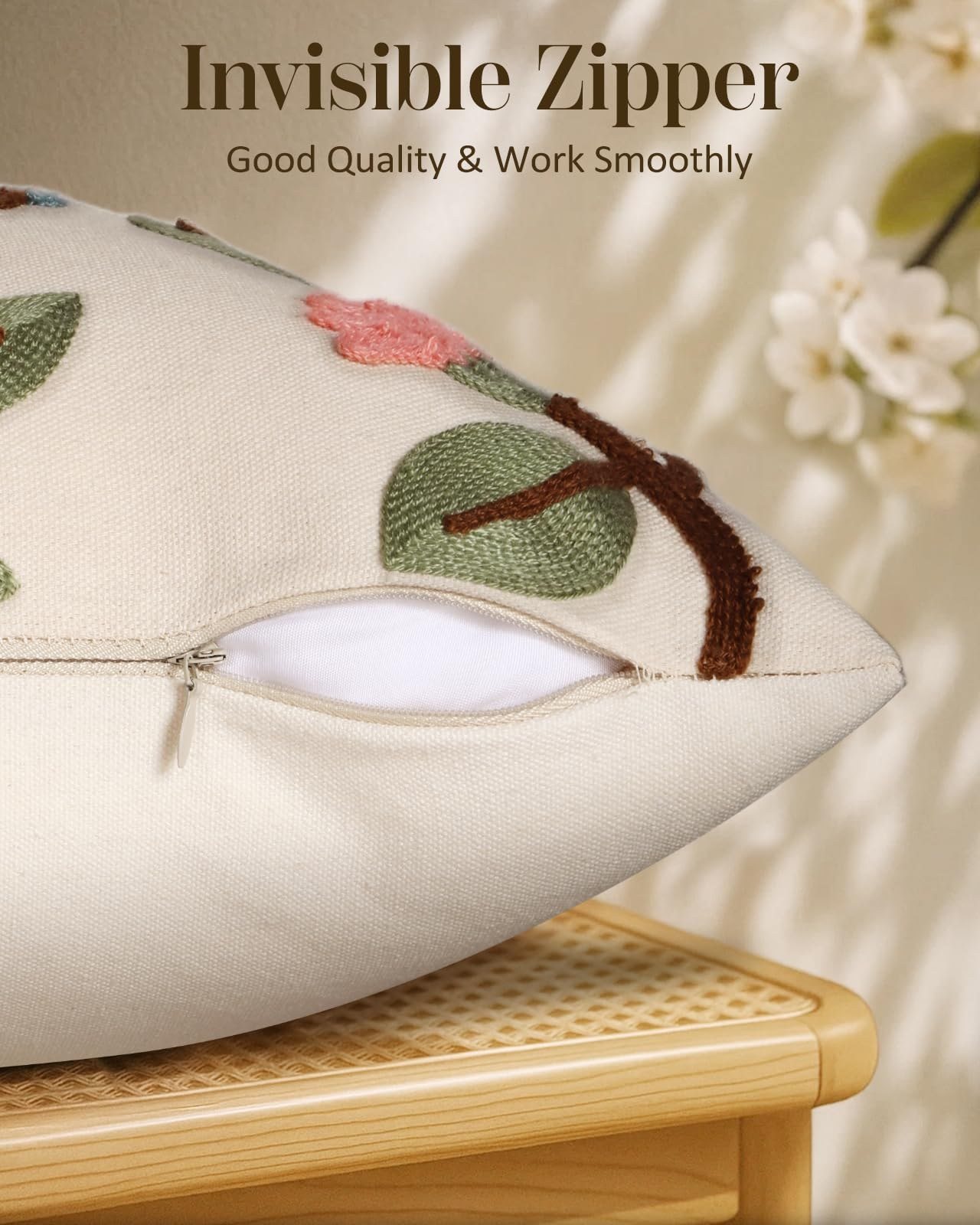 Bird Lemon birds, lemons, and branches embroidered pillow cover — image 3