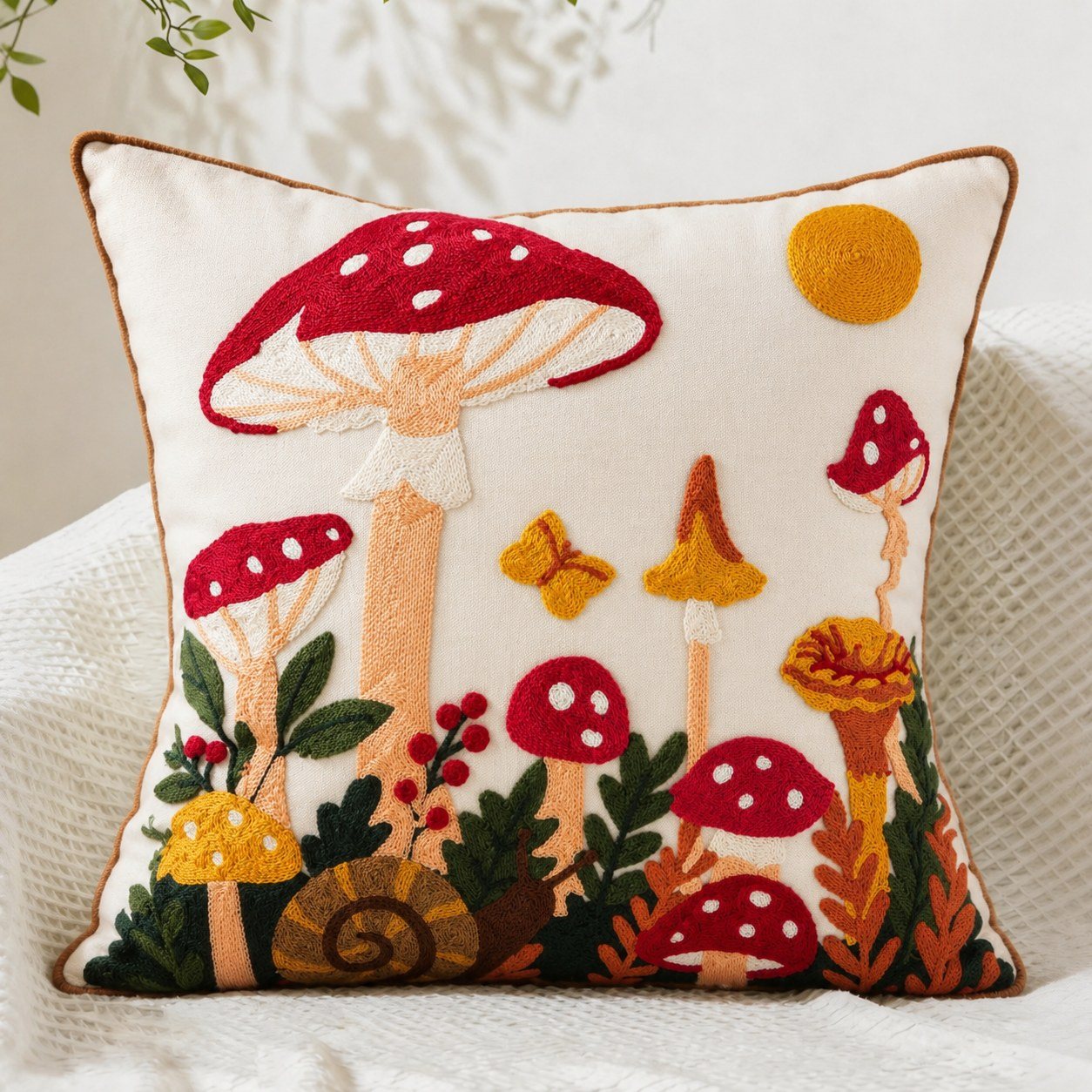 Mushroom Moon Embroidered Cover