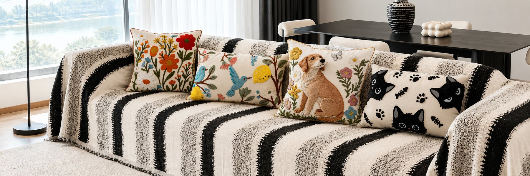 Cozeline embroidered pillow covers